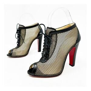 Christian Louboutin Nikita Mesh Peep Toe Booties Womens Size EU 36